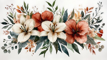 Autumn Floral Watercolor Bouquet.