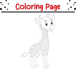 Happy Giraffe Coloring Page. Animal coloring book page for kids