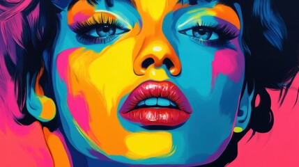 Obraz premium Vibrant Pop Art Portrait with Bold Colors and March Date