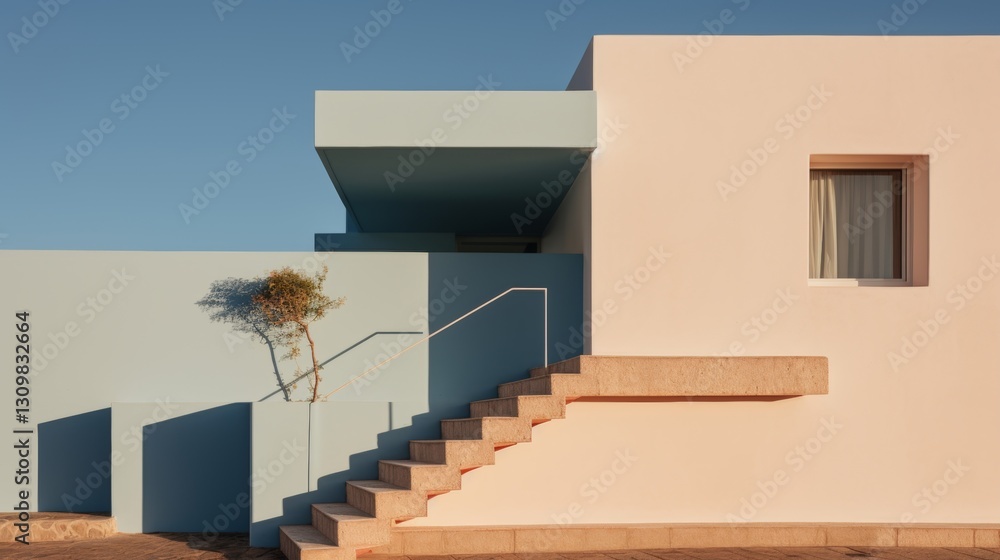 Poster elegance in design minimalistic modern architecture showcasing clean lines and light play