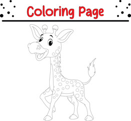 Happy Giraffe Coloring Page. Animal coloring book page for kids