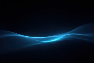 shiny platinum digital line flow with glowing cyan edges with stretching center-left in a deep black gradient in Minimalist Void – Futuristic Digital Art