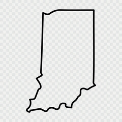 Indiana Map Black, State Border, United States, US America, Transparent Isolated, Variations. Vector. Indiana state isolated on background, USA map