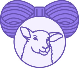 Colored Wool Icon. Vector Illustration. Skein of Thread and Sheep. Material Characteristics Concept
