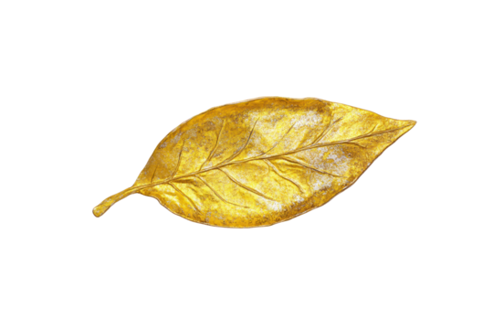 A single shiny yellow leaf with a subtle gold foil texture, showcasing the intricate design of the veins and metallic sheen for a sophisticated look. - Powered by Adobe