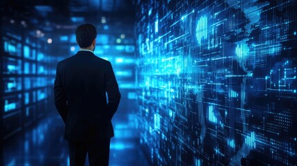 Businessman Overseeing Information Assurance: Ensuring Safety and Protection in Data Management