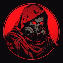 Red Hooded Figure Minimalist