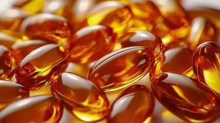 Closeup of Cod Liver Oil Omega 3 Supplement Capsule Pill