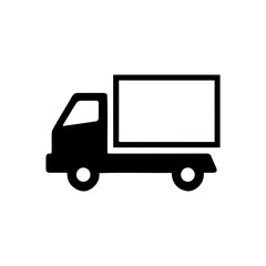 A delivery truck icon silhouette on white background