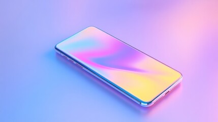 Modern, vibrant smartphone with iridescent holographic display