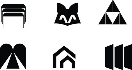 House icons set,Set of trending icons silhouette,Famous shapes and design vector 