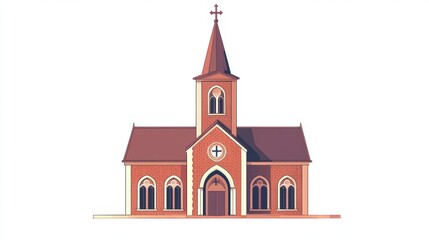 Classic church illustration, european style, architectural drawing