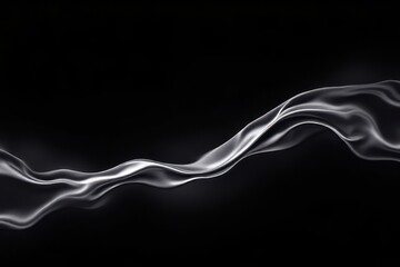 sleek liquid platinum line stream of liquid pixels with Flowing dynamically center-left in a deep black gradient in Minimalist Void &ndash; Futuristic Digital Art