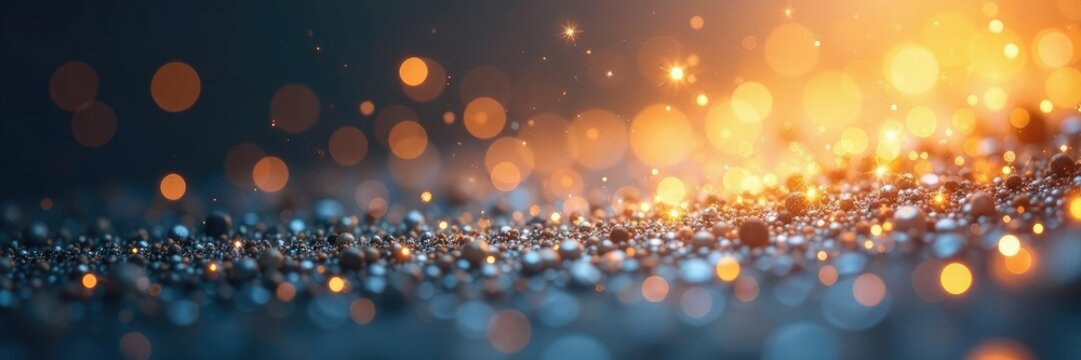 Sparkling light effect on a silver background with gold accents, glitter, sparkle, light