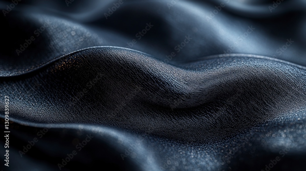 Poster dark blue sparkling fabric texture with undulating waves