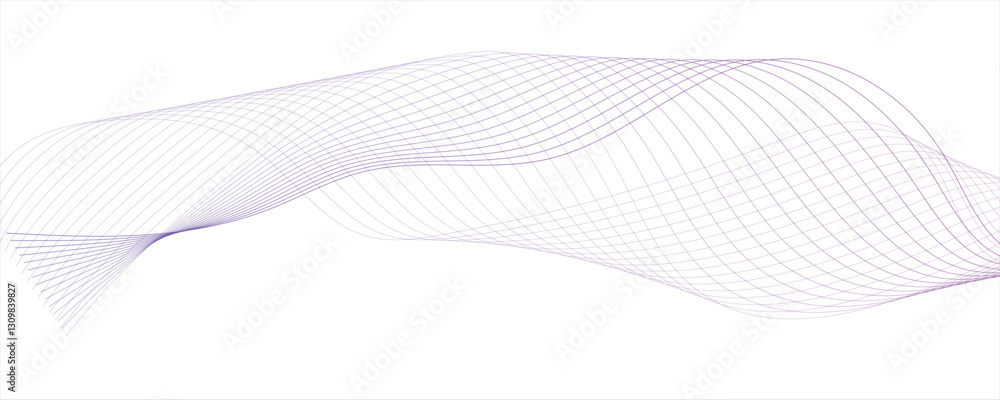 Poster Abstract wave lines dynamic porple  colorful light isolated background digital gradient transparent tech curve creative technology flowing smooth  Abstract wavy element for design on transparent 
