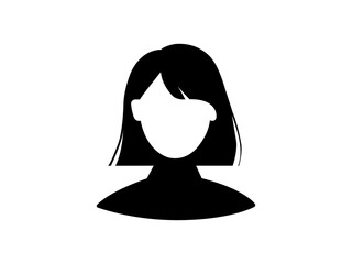 Female head silhouette. Suitable for avatars, user profiles, person icons, profile pictures, and social media profiles.