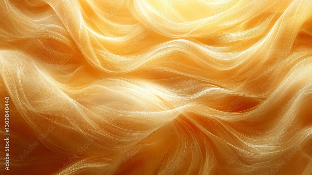Poster golden fabric texture abstract flowing drape with soft light and shadow