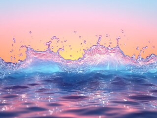 Wave crests, ocean view at sunset