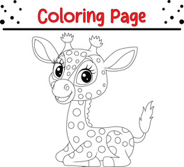 Happy Giraffe Coloring Page. Animal coloring book page for kids