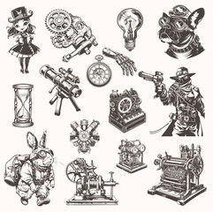 Steampunk Vector Collection – Retro-Futuristic & Mechanical Art