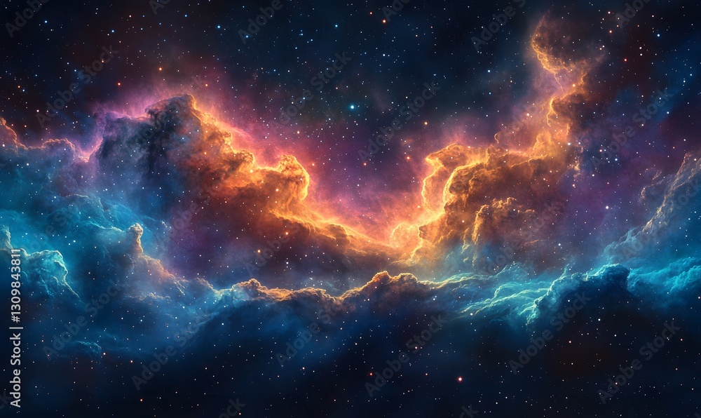 Poster cosmic clouds of vibrant color shimmering in the depths of outer space