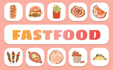 fast food text concept. Shablon for presentation and Infographics.