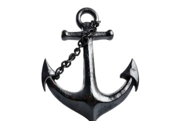 Anchor, isolated against a pristine white backdrop, showcasing its intricate details, shadows cast by strategic lighting, capturing its weathered texture and robust build, stock photography style