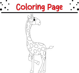 Giraffe Coloring Page. Animal coloring book page for kids