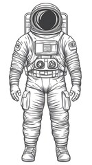 Astronaut standing, space exploration, future concept illustration