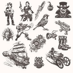 Steampunk Illustrations – Victorian Pirates & Mechanical Adventures