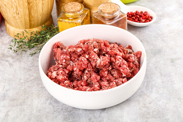 Raw beef minced meat for cooking