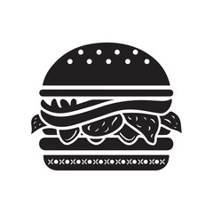 fast food icon burger silhuetee vector illustration
