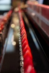 lipsticks of different shades stand in several rows