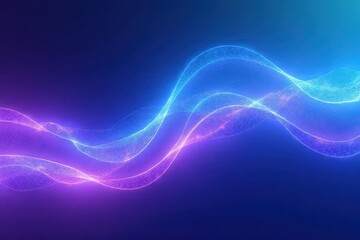 vibrant neon blue-and-purple pixel line stream with Flowing dynamically center-right in a soft teal-to-white gradient in Minimalist Void – Futuristic Digital Art