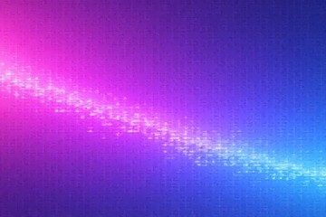 vibrant neon pink-and-purple pixel line pattern with Flowing smoothly center-right in a soft teal-to-white gradient in Minimalist Void – Futuristic Digital Art