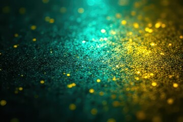 vibrant neon teal-and-yellow hexagonal grid with shimmering center-left in a deep black gradient in Minimalist Void – Futuristic Digital Art