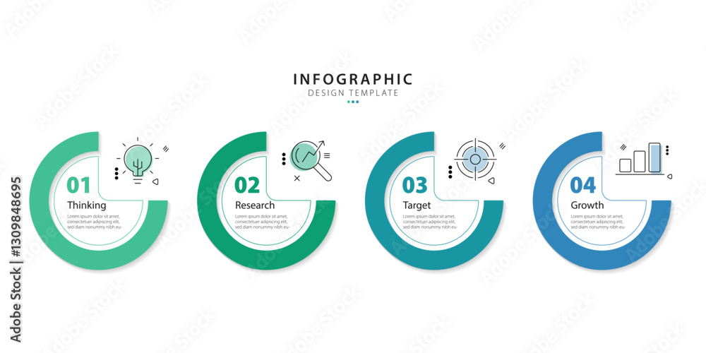 Poster timeline infographic template. 4 step timeline journey, calendar flat simple infographics design tem