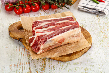 Raw beef ribs for cooking
