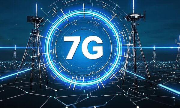 7G Technology Network Digital Wireless Connection Tower Stock Video 4K Ultra HD MP4 Video Footage Download