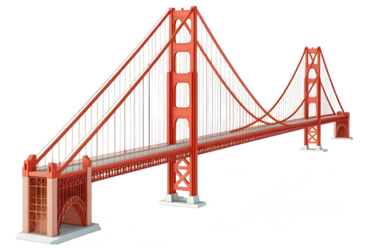 Golden gate bridge landmark architectural illustration