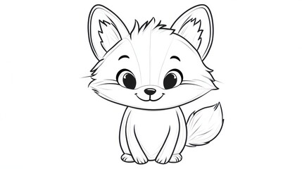 Obraz premium A Cute Cartoon Fox Is Sitting Smiling Happily