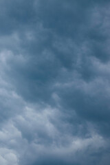 Abstract pattern and texture background of dark clouds in the sky.Copy space for text.Climate and weather concept.Grey blue clouds.For graphic design,3D rendering or banner background
