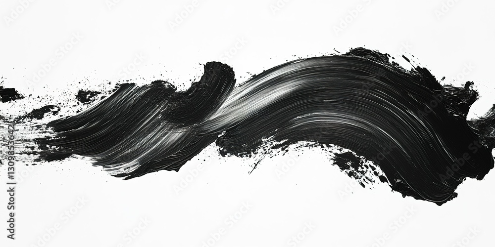 Poster bold black brush strokes create dynamic texture on a white canvas in an artistic display of creativi