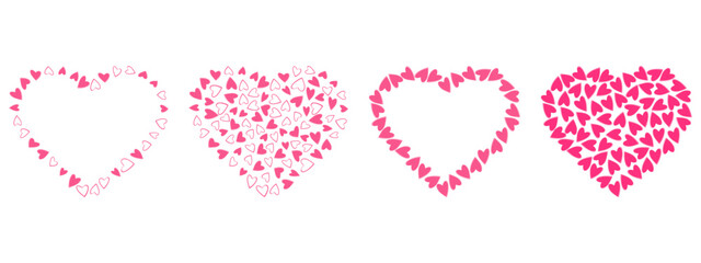 Filled and Outline hearts shape heart Frames and Backgrounds St Valentine Day greeting concept Set 4