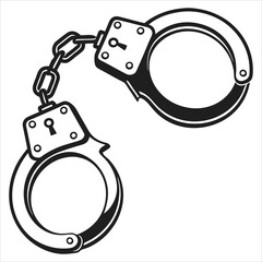 silhouette handcuffs on white background