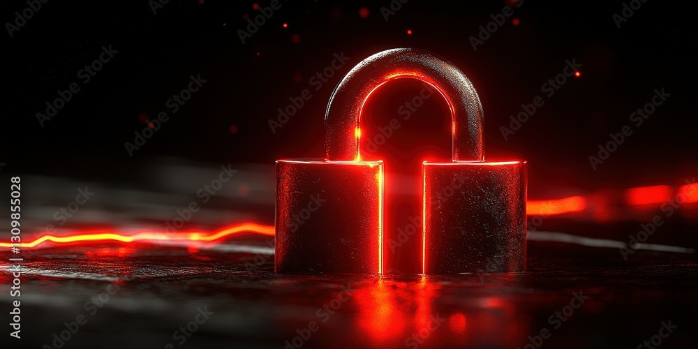 Poster fresh perspective on security with a glowing padlock and dynamic background