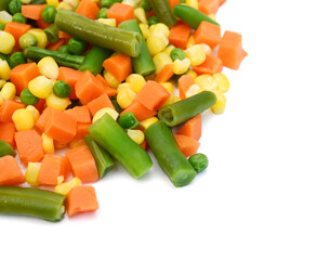 Fresh mixed vegetables on white. Golden mix.