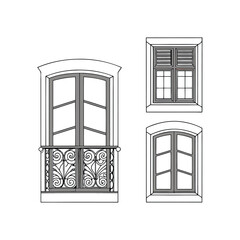 vector illustration of an old window