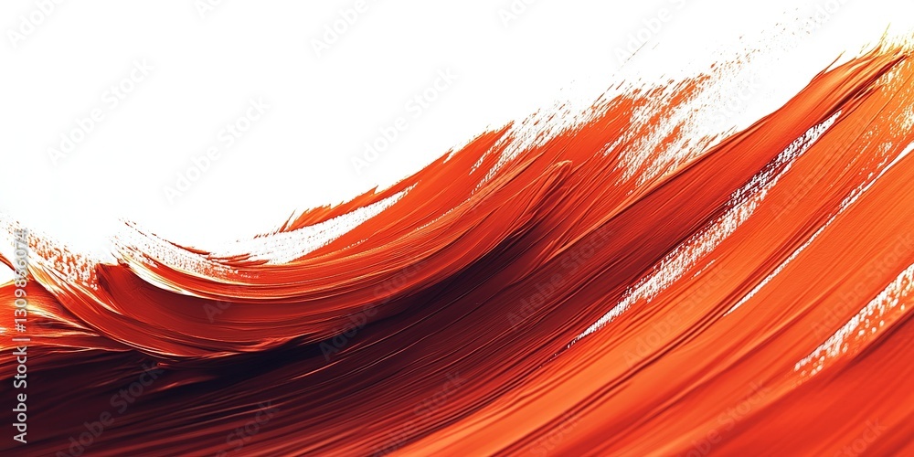 Poster vibrant red abstract brush strokes create a dynamic visual effect on a white canvas